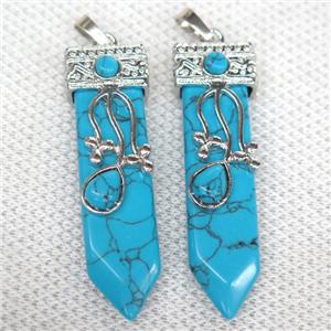 blue Turquoise arrowhead pendant, approx 13-52mm [GMPDA10007]