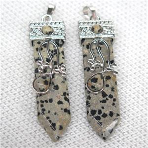 black spotted Dalmatian Jasper arrowhead pendant, approx 13-52mm [GMPDA10009]