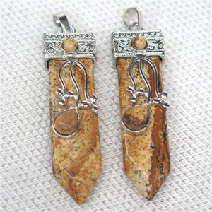 Picture Jasper arrowhead pendant, approx 13-52mm [GMPDA10010]