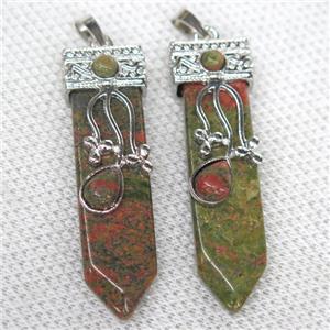 Unakite arrowhead pendant, approx 13-52mm [GMPDA10011]
