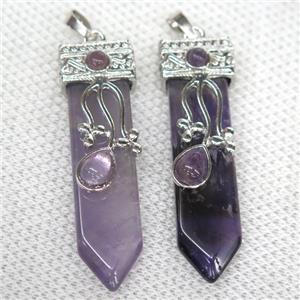 purple Amethyst arrowhead pendant, approx 13-52mm [GMPDA10013]