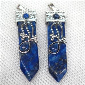 blue Lapis Lazuli arrowhead pendant, approx 13-52mm [GMPDA10015]