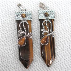 Tiger eye stone arrowhead pendant, approx 13-52mm [GMPDA10017]