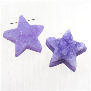 purple Druzy Quartz star pendant, approx 12mm dia [GMPDA10020]
