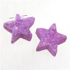 hotpink Druzy Quartz star pendant, approx 12mm dia [GMPDA10022]