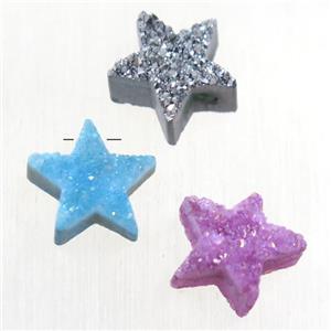 Druzy Quartz star pendant, mix color, approx 12mm dia [GMPDA10025]