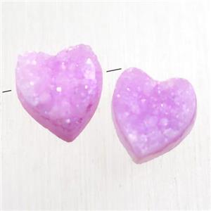 hotpink Druzy Quartz heart beads, approx 9-10mm [GMPDA10032]