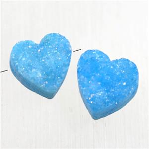 blue Druzy Quartz heart beads, approx 9-10mm [GMPDA10033]