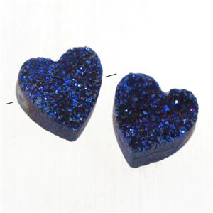 blue electroplated Druzy Quartz heart beads, approx 9-10mm [GMPDA10035]