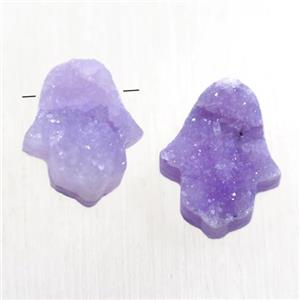 purple Druzy Quartz hamsahand pendant, approx 10-13mm [GMPDA10041]
