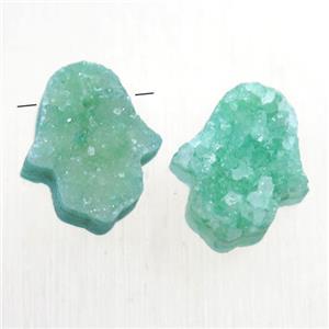 green Druzy Quartz hamsahand pendant, approx 10-13mm [GMPDA10043]