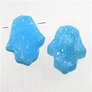 blue Druzy Quartz hamsahand pendant, approx 10-13mm [GMPDA10044]