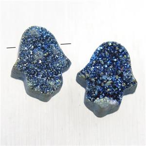 green electroplated Druzy Quartz hamsahand pendant, approx 10-13mm [GMPDA10045]