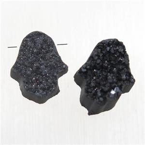 black Druzy Quartz hamsahand pendant, approx 10-13mm [GMPDA10051]