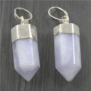 blue lace Agate bullet pendant, silver plated, approx 6.5-17mm [GMPDA10070]