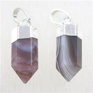 Botswana Agate bullet pendant, silver plated, approx 6.5-17mm [GMPDA10072]