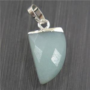 blue Aventurine horn pendant, silver plated, approx 10-15mm [GMPDA10078]