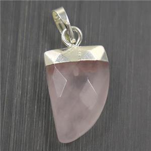 Rose Quartz horn pendant, silver plated, approx 10-15mm [GMPDA10080]