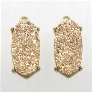 rose gold Druzy Agate oval connector, gold plated, approx 7x14mm [GMPDA10122]