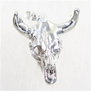 resin bullHead pendant, silver plated, approx 20-25mm [GMPDA10124]