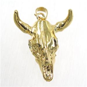 resin bullHead pendant, gold plated, approx 20-25mm [GMPDA10125]