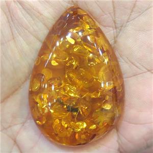 Amber pendant, teardrop, orange, NR, approx 35-50mm [GMPDA10134]