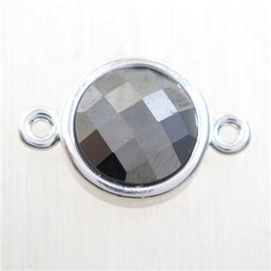 Terahertz stone circle connector, platinum plated, approx 12mm dia [GMPDA10153]