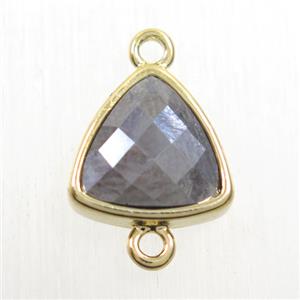 Terahertz stone triangle connector, gold plated, approx 12mm [GMPDA10160]
