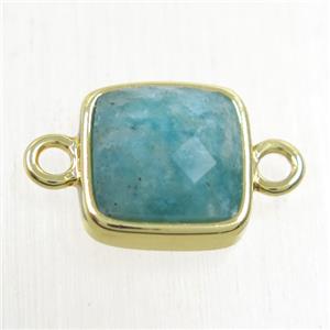 green Amazonite square connector, gold plated, approx 12x12mm [GMPDA10165]