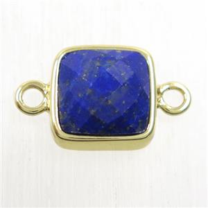 blue Lapis Lazuli square connector, gold plated, approx 12x12mm [GMPDA10166]