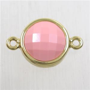 pink dye Coral circle connector, gold plated, approx 12mm dia [GMPDA10168]