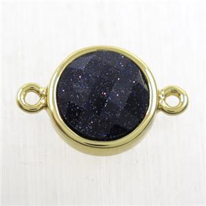 blue SandStone circle connector, gold plated, approx 12mm dia [GMPDA10169]
