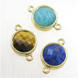 mix gemstone circle connector, gold plated, approx 12mm dia [GMPDA10175]