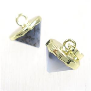 Heihua Agate diamond pendant, gold plated, approx 9-11mm [GMPDA10178]