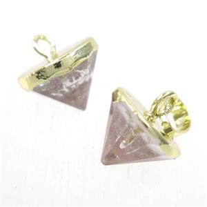 Clear Quartz diamond pendant, gold plated, approx 9-11mm [GMPDA10183]