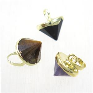 mix gemstone diamond pendant, gold plated, approx 9-11mm [GMPDA10184]
