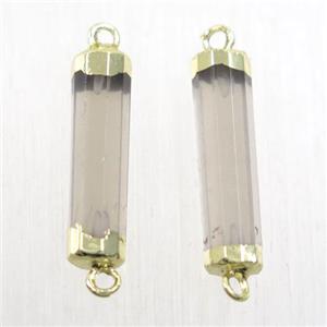 Smoky Quartz stick connector, gold plated, approx 5.5-20mm [GMPDA10186]