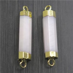 pink Chalcedony stick connector, gold plated, approx 5.5-20mm [GMPDA10190]