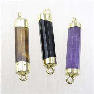 mix gemstone stick connector, gold plated, approx 5.5-20mm [GMPDA10192]