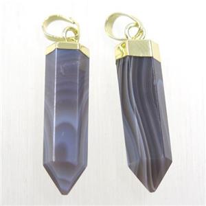 Botswana Agate bullet pendant, gold plated, approx 6.5-25mm [GMPDA10194]