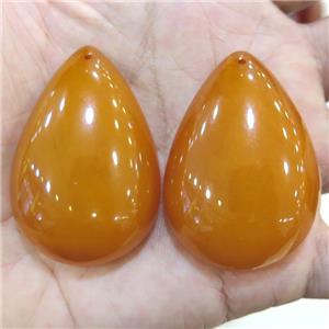 Synthetic Amber Pendant Teardrop Resin Orange, approx 40-60mm [GMPDA10205]