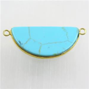 blue turquoise pendant, half round, approx 20-40mm [GMPDA10207]