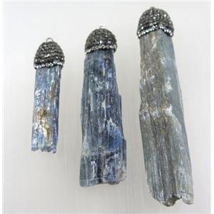 blue Kyanite pendant paved rhinestone, stick, approx 8-70mm [GMPDA10211]