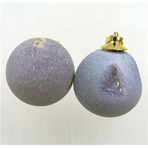 natural Agate Druzy pendant, round ball, approx 20mm dia [GMPDA10212]