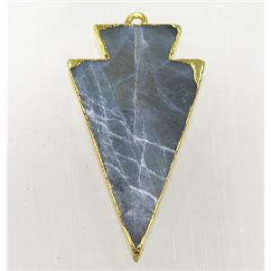 labradorite pendant, arrowhead, gold plated, approx 20-35mm [GMPDA10215]