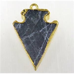 labradorite pendant, arrowhead, gold plated, approx 18-25mm [GMPDA10216]