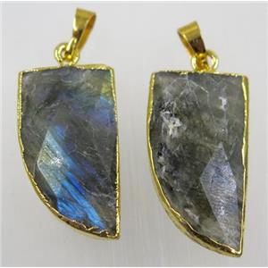 labradorite pendant, knife, gold plated, approx 15-30mm [GMPDA10217]