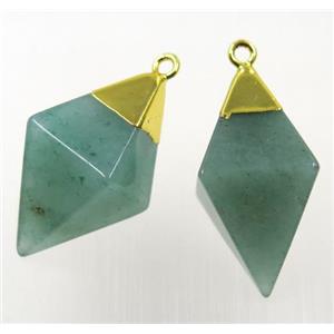 green Aventurine pendant, gold plated, approx 15-25mm [GMPDA10221]