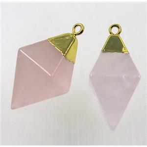 pink Rose Quartz pendant, gold plated, approx 15-25mm [GMPDA10222]