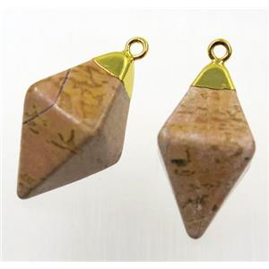 Picture Jasper pendant, gold plated, approx 15-25mm [GMPDA10223]